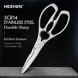 Hezhen Kitchen Scissors Walnut Shears Chicken Bone Scrape 생선 비늘 다기능 부엌 도구 240122