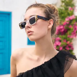 مصمم نظارات شمسية للرجال النساء مع صندوق أزياء مربع إطار للنساء النظارات البروبيونيك حمض المعادن إدراج الأشعة فوق البنفسجية UV400 الرجال