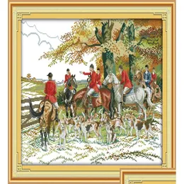 Craft Tools Hunting Animal Home Decor Painting Handmade Cross Stitch Embroidery Needlework Sets Counted Print On Canvas Dmc 14Ct 11C Dhozz