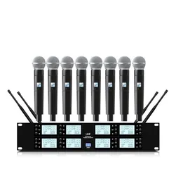 Microphones Professional UHF 8 Channel Wireless Microphone System Handheld Lavalier Confern