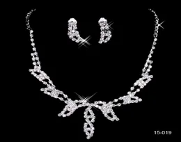 15019 Design Elegant Silver Plated Pearl Rhinestone Bridal Necklace Earrings Jewelry Set Cheap Accessories for Prom Party1655480