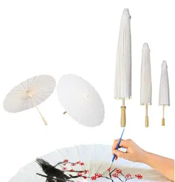 DIY Painting Chinese Craft Paper Umbrella for Wedding Photograph Accessory Party Decor White Paper Long-handle Parasol 20cm 30cm 40cm 60cm 84cm