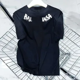 Дизайнерская футболка Baleciaga Blenciaga Модный бренд Весна Лето Новый хлопок Женская желе Граффити с буквенным принтом Мужская толстовка с коротким рукавом для влюбленных 2024