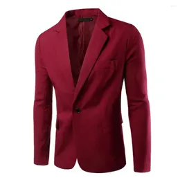 Trajes de hombre Blazer de un botón para hombre, chaqueta de traje de negocios, ropa Formal ajustada para hombre, prendas de vestir, abrigo, Tops