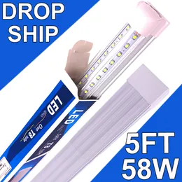 25Pack LED T8 Shop Light, 5ft 58W 6500K Dagsljus Vit Länkbara LED -integrerade rörlampor LED -stånglampor för garage, verkstad, arbetsbänk usastock