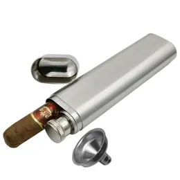 Hip Flask for Alcohol Whiskey 2 oz 304 Stainless Steel Frosted with a Cigar Tube Funnel Outdoor Drinkware Pipe bottle Gift 240122