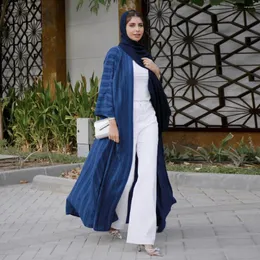 Etnische kleding Siskakia Mode Moslim Kimono Abaya Effen Gestreept Retro Vest Gewaad Dubai Midden-Oosten Saoedi-Arabië Eid Kleding 2024