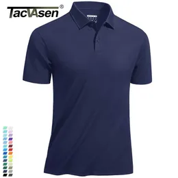 Tacvasen Quick Dry Cotton Blend Golf Polos skjortor Mens Kort ärm Vävt arbete T-shirts Casual Outdoor Cooling Tee Pullover Tops