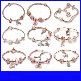 Designer charme pandoras pulseira charme Pan Jiaduola S925 prata rosa ouro galáxia amor brilhando Zou Ju pulseira conjunto moda e elegância pulseira para mulheres