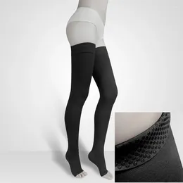 Calze da donna Calze a due stadi con pressione elastica antiscivolo Tubo per gamba Collant a vena lunga Colore pelle nera S M L XL XXL