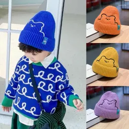 Ball Caps Kids Hats Boys Girls Hat Winter Baby Knitting Cute Bear Pattern Fashion Keep Warm Beanie Cap Kid Accessories 0-6Years