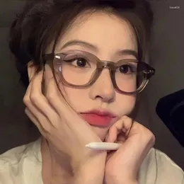 Óculos de sol quadros coreia avançado óculos cinza quadro menina ins sem maquiagem simples mulheres óculos bonito decorativo computador