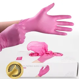 Нитриловые перчатки, розовые виниловые, 100 шт., пищевые водонепроницаемые, неаллергенные, одноразовые, для женщин и девочек, безопасность труда, бытовая уборка 240108 240118