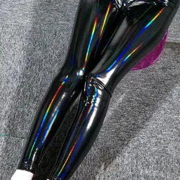Капри женские леггинсы из искусственной кожи сексуальные черные леггинсы пуш-ап с высокой талией женские тонкие цветные узкие кожаные брюки-карандаш с отражением
