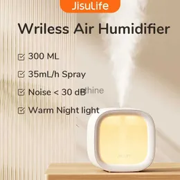 Humidificadores JISULIFE Humidificadores de aire pequeños portátiles Niebla fría alta Mini humidificador USB Humidificador de escritorio personal con luz Súper silencioso YQ240122