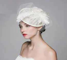 Vintage Birdcage Veil Hat with Feather 1920s Colre Boho Wedding Headpieces Fascinate Women Wedding Hats For Bride 2022 Trend Brid3088009