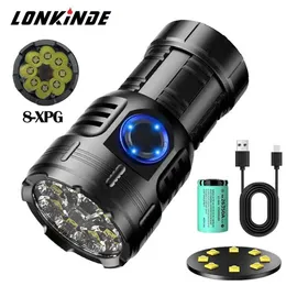 Flashlights 8*XPG LED Mini Flashlight Powerful Type-C Rechargeable 26350 Battery Torch SST20 5000LM Lamp with Tail Magnet Tactical Lantern 240122