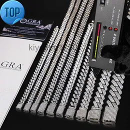 Pass Diamond Test Hip Hop Jewelry Vvs Stone Shiny 2row 3row 4row Men 925 Sterling Silver Necklace Moissanite Cuban Link Chain AIIA