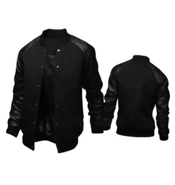 New Trend Black College Giacca da baseball MenBoy Veste Homme Casual Pu Leather Sleeve Mens Felpa Varsity Jackets For Fall3533566