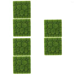 Decorative Flowers 6 Pcs Foam Flocking Simulation Moss Green Plant Background Wall Fake Mat Faux Artificial Ornament Decor Micro Scene