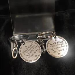 Chaveiros presentes para filhos e filhas pingente chaveiro personalizado diy colocação chaves titular mon fils ma fille ornamentos frases francesas