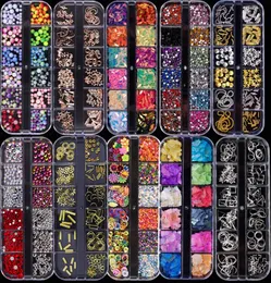 5 Caseset Various 3D Nail Art Rhinestones Pearls Metal Rivet Sequins Gems DIY Craft Jewelry Decoration8523634