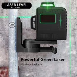Livello laser verde 3D a 12 linee Linee trasversali orizzontali e verticali Mini livello laser per interni ed esterni