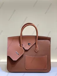 Bolsa tote toda feita à mão Bolsa crossbody de dupla face de designer 25 30 CM com fio de cera de abelha de couro original importado costurado bolsa de transporte de hardware banhado a ouro 24K