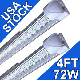 LED T8 Integrated Single Fixture, 4FT 7200lm, 6500K Super Bright White, 72W Utility LED Shop Light, Ceiling and Under Cabinets Light Corded Electric Garages usastock