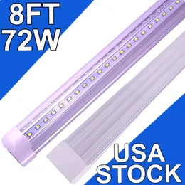 25Pack LED T8 Shop Light ، 8ft 72W 6500K Daylight White LIDE LED LED مصابيح الأنبوب المدمجة مصابيح LED LED LID للمرآب ، ورشة عمل ، وعلم العمل USASTOCK