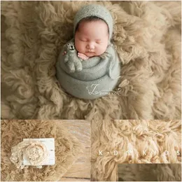 Keepsakes Born Pography Props Big Size Flokati 150x120cm Handknited Pure Greek Wool Filt Baby Po Boy Girl Bakgrund Mat 230701 Dr Dhzck