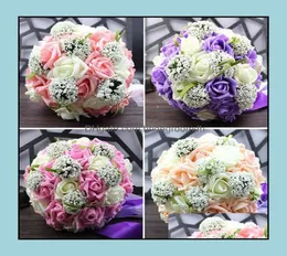 Fiori nuziali Articoli per feste Eventi Bouquet da sposa in cinque colori 30 rose Pe fatte a mano Bouquet Buque De Noiva Pristian Zouboutin D4821739