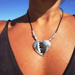 Link pulseiras moda irregular emenda coração forma pingente pulseira colar verão praia corda de couro para jóias femininas