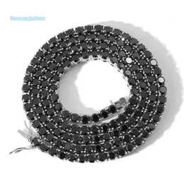 Fabriksfin smycken Hip Hop 925 Silver VVS Black Blue Moissanite Diamond Iced Out Tennis Chain Armband Halsband för män Kvinnor