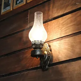 벽 램프 아메리칸 레트로 오래된 장식 커피 숍 EL 복도 프로스트 유리 E27 홈 데코를위한 LED 조명