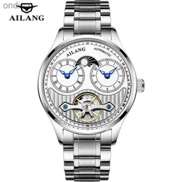 Inne Ailang Original Tourbillon Mechanical Dwukrotne męskie luksusowe luksusowe luksusowe mężczyzn automatyczny zegar ze stali nierdzewnej Pasek YQ240122