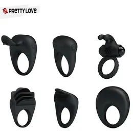 Pretty Love Silicone Anello vibrante per pene Anello per pene Vibratore Cockring giocattoli sexy per uomini coppie Giocattolo adulto Anillo Vibrador7867249