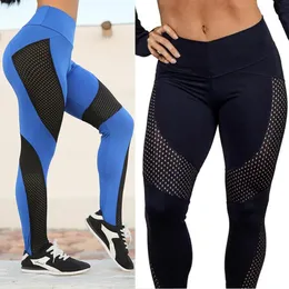 Atmungsaktive Mesh-Patchwork-Leggings für Damen, hohe Taille, Push-Up-Yogahose, Fiess Workout, schnell trocknende Sportstrumpfhose, Plus-Size-Leggins, Capris