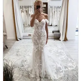 País sereia vestidos de casamento sexy rendas apliques contas de cristal vestidos de noiva trem varredura espartilho volta plus size vestido de noiva 07