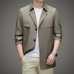 Primavera outono roupas masculinas trench coat lapela único breasted em linha reta negócios casual juventude estilo popular jaqueta masculina