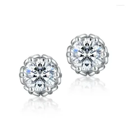 Brincos de parafuso prisioneiro e009599 lefei moda clássico luxo moissanite design flor de neve para charme feminino prata 925 festa jóias presente