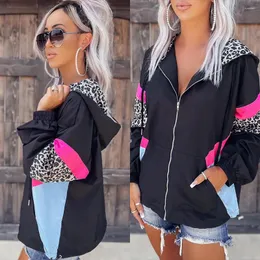 Kvinnors hoodies höst/vinter 2024 Amazon European och American Printed Long Sleeve Hooded Cardigan Patchwork Jacket OM10167