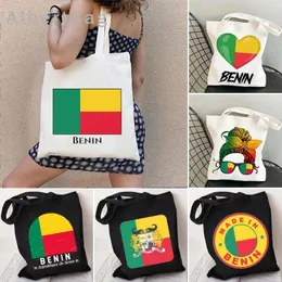 Kvällspåsar vapen Benin Flag Emblem County Map Novo Heart Beninese Girl Gifts Women's Handbag Shoulder Canvas Tote