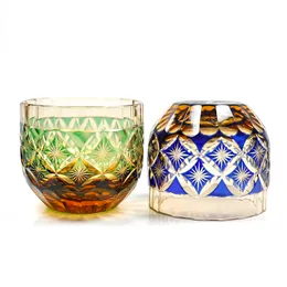 2024 Japanese Crystal Amber Shot vinglas med dricksglas Tequila Glasögon Bar Cocktail Bullet Cup Edo Kiriko Hand graverad 2oz