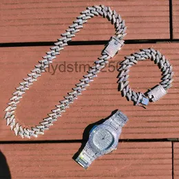 Łańcuchy 3PCS Zestaw Hip Hop Iced Out Full Bling Rhinestone Men Ciernia Zachodnia Kubańska Naszyjka Zegarek Bransoletka dla mężczyzn Kobiet Biżuterchy 447C