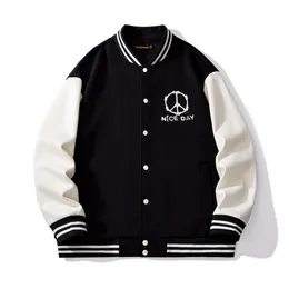 Designermantel Herrenjacke Y2K Paar Baseballjacke, Herbst und Winter neuer Hip-Hop-Trend, lächelndes Gesichtsmuster