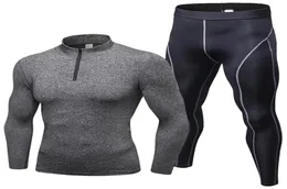 Мужской осенне-весенний комплект одежды с длинными рукавами, спортивная одежда для бега, плотная, быстросохнущая, бодибилдинг, фитнес, тренажерный зал, мужские спортивные костюмы 8698125