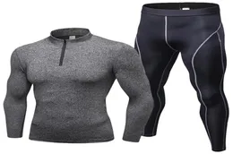 Uomo Autunno Primavera Manica lunga Abbigliamento Set Running Abbigliamento sportivo Stretto Quick Dry Bodybuilding Fitness Palestra Uomo039s Tute8698125