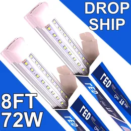 Lâmpada LED para loja de 8 pés, 72W 7200LM 6500K, luminária LED T8, tampa transparente, iluminação de teto e lojas de utilidades, luzes de tubo conectáveis, sala de luzes de loja, garagem usastock