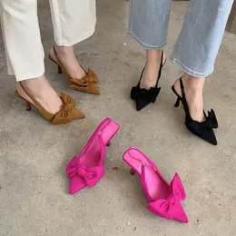Dress Shoes Summer Women Slingback Sandals Fashion Bow-knot Pointed Toe Slip On Ladies Elegant Pumps